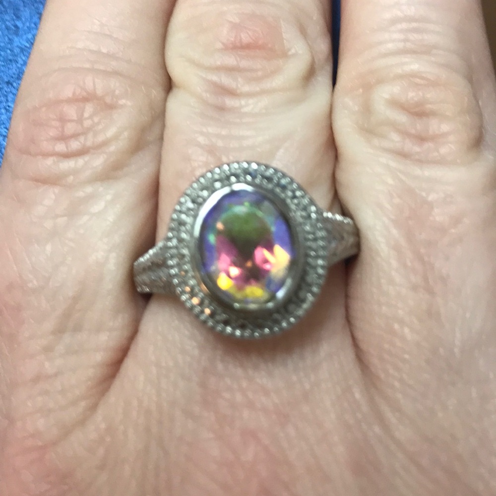 Mercury mystic quartz ring